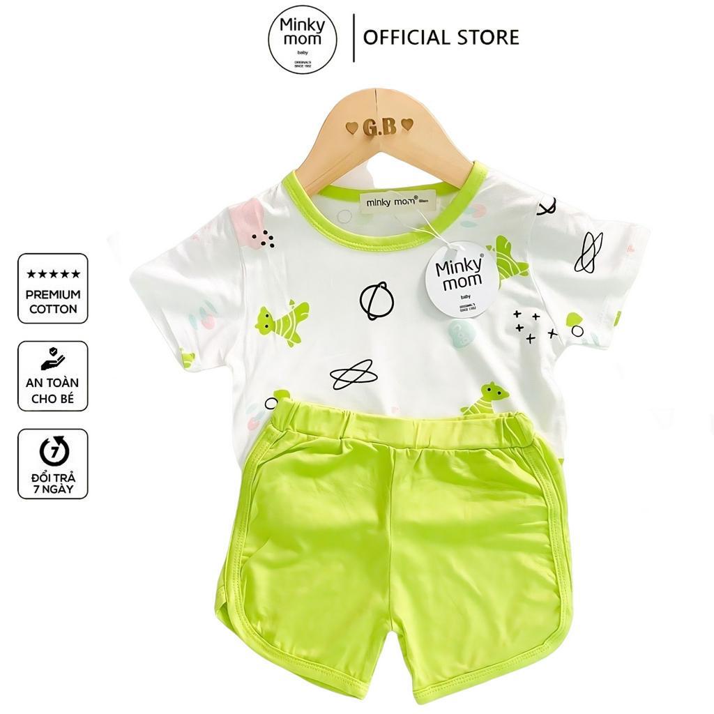Bộ cộc tay Minky mom chất sợi peptit quần áo trẻ em unisex cho bé trai bé gái 1085