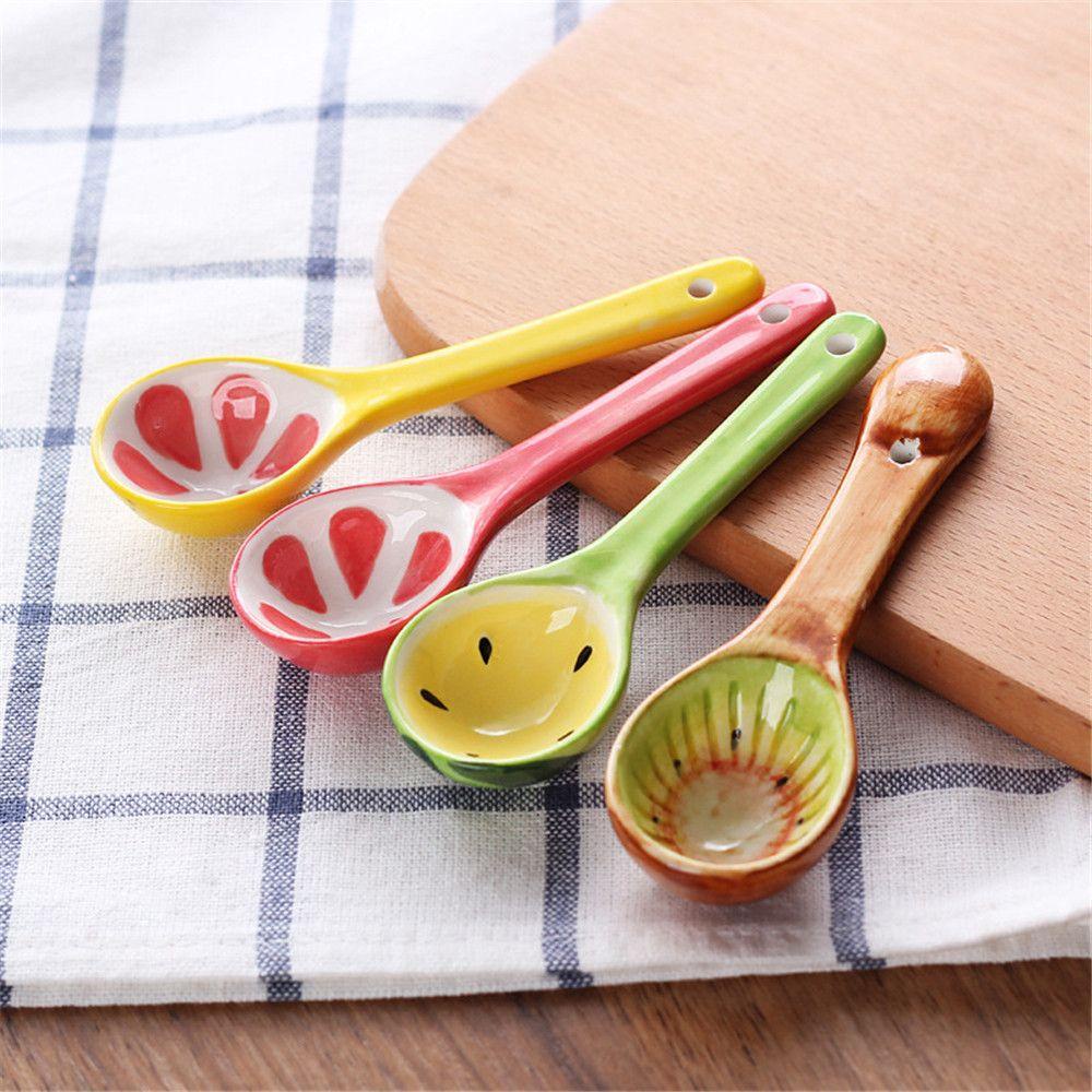 Muỗng Ăn Tráng Miệng Bằng Sứ Hình Trái Cây Dễ Thương Cho Bé