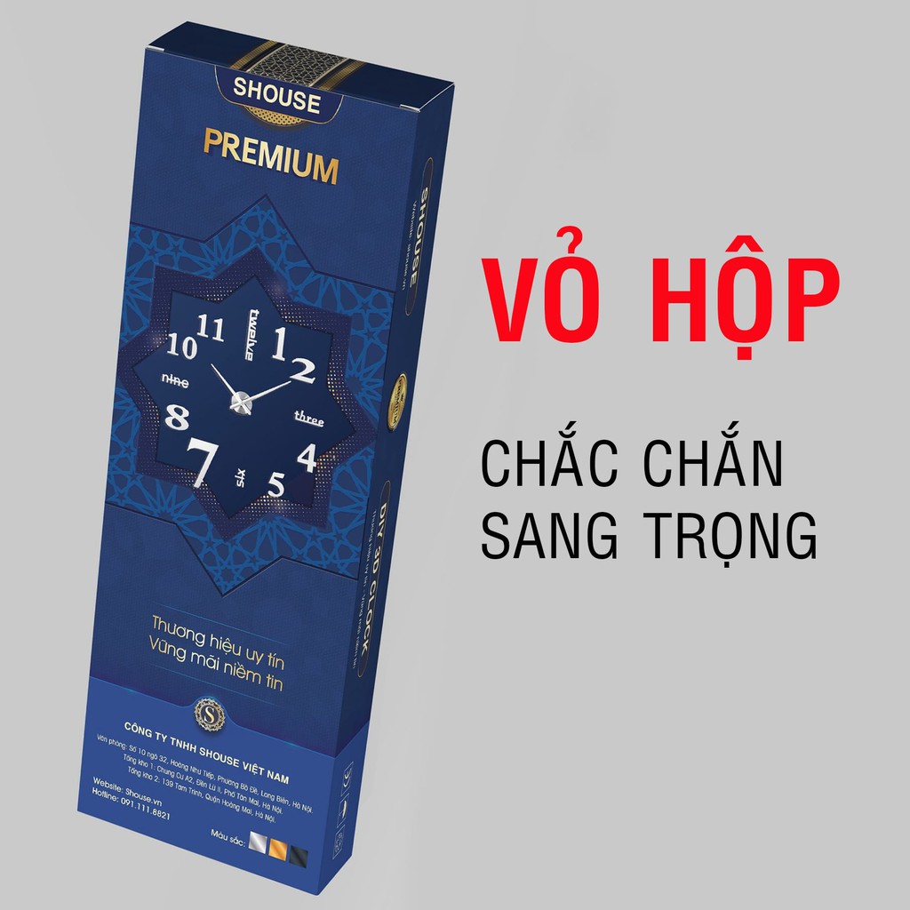 Đồng Hồ Treo Tường Dán Tường 3D cao cấp trang trí loại lớn treo phòng khách đẹp