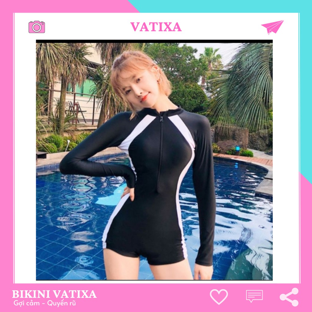 Bikini nữ kín đáo đồ đi biến 1 mảnh khóa kéo VATIXA BKN18