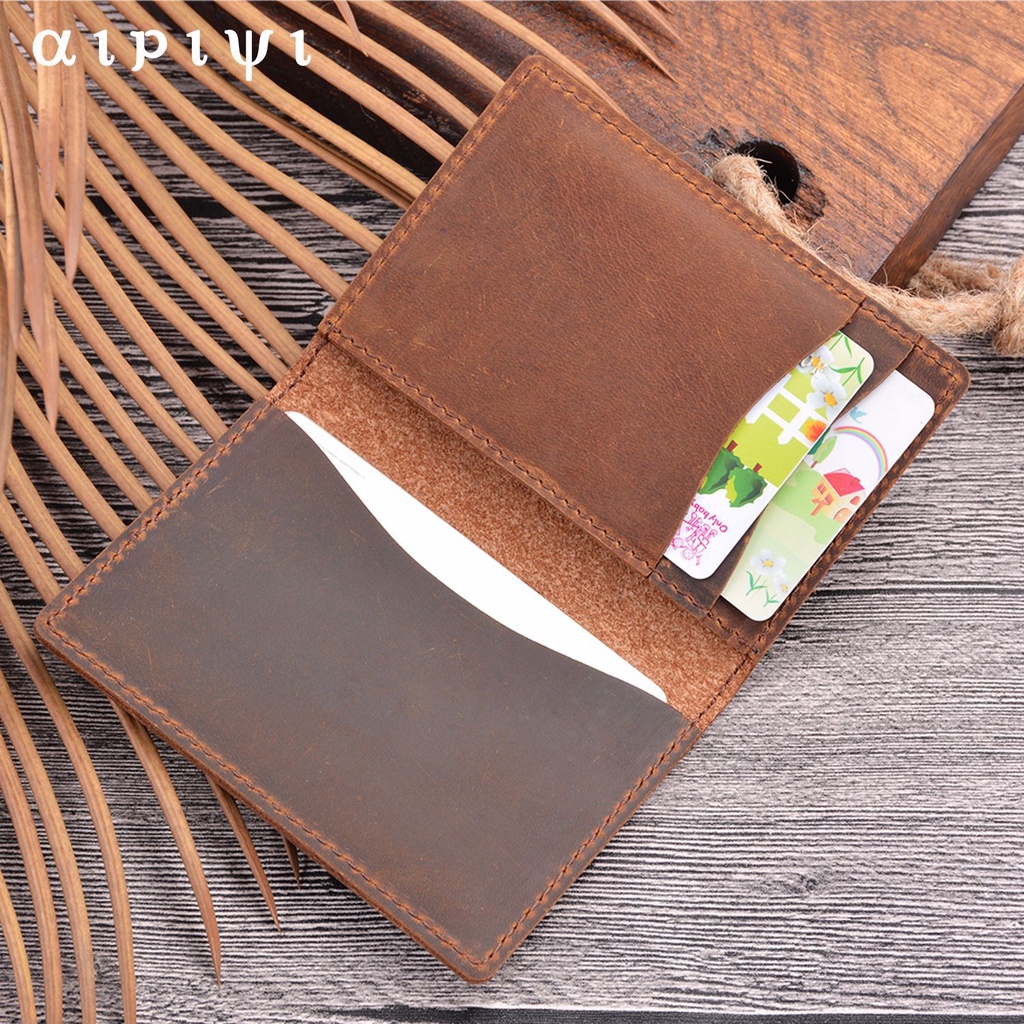 Ví mini đựng thẻ, ví namecard da bò thật phong cách vintage.vd01
