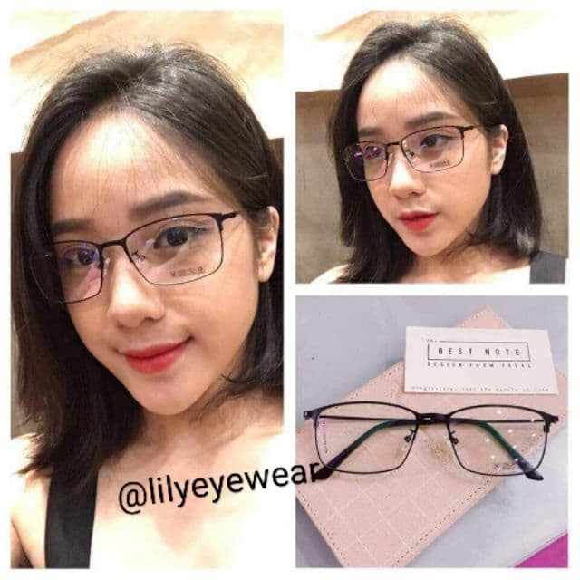 Gọng Kính Cận Kim Loại Mảnh Mắt Vuông Nam Nữ 9042 Gọng Kính Mắt Lilyeyewear