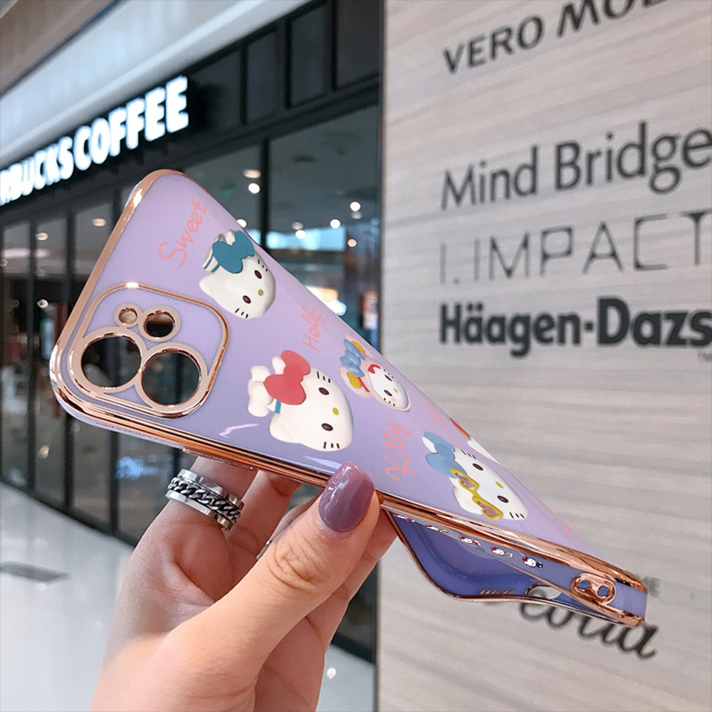 OPPO A16 A16K A16E A54 A73 A93 A94 A95 A76 A36 A83 2020 4G For Phone Case Soft Casing Silicone Cartoon Cute Cat Electroplating Full Cover Shockproof TPU Cases
