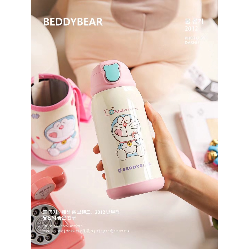 Bình giữ nhiệt trẻ em BEDDYBEAR - 3 Nắp thay thế - Doraemon Hồng - 630ml - RT104-630-DORAEMON. Chính hãng Beddy Bear