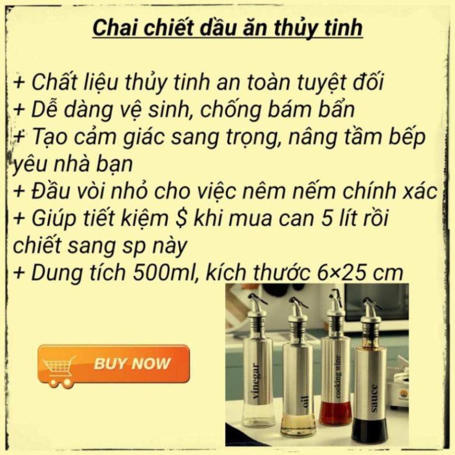 ⚡TẶNG PHỄU RÓT⚡Chai Thủy Tinh Chiết Rót Dầu Ăn Siêu Tiện Dụng Dành Cho Nhà Bếp