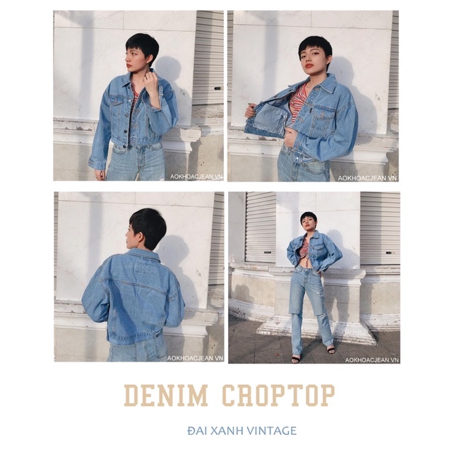 Áo khoác jean ,bò nữ Dáng Lửng Croptop Đai cao cấp phong cách ulzzang, có 6 túi và túi trong Đủ Màu