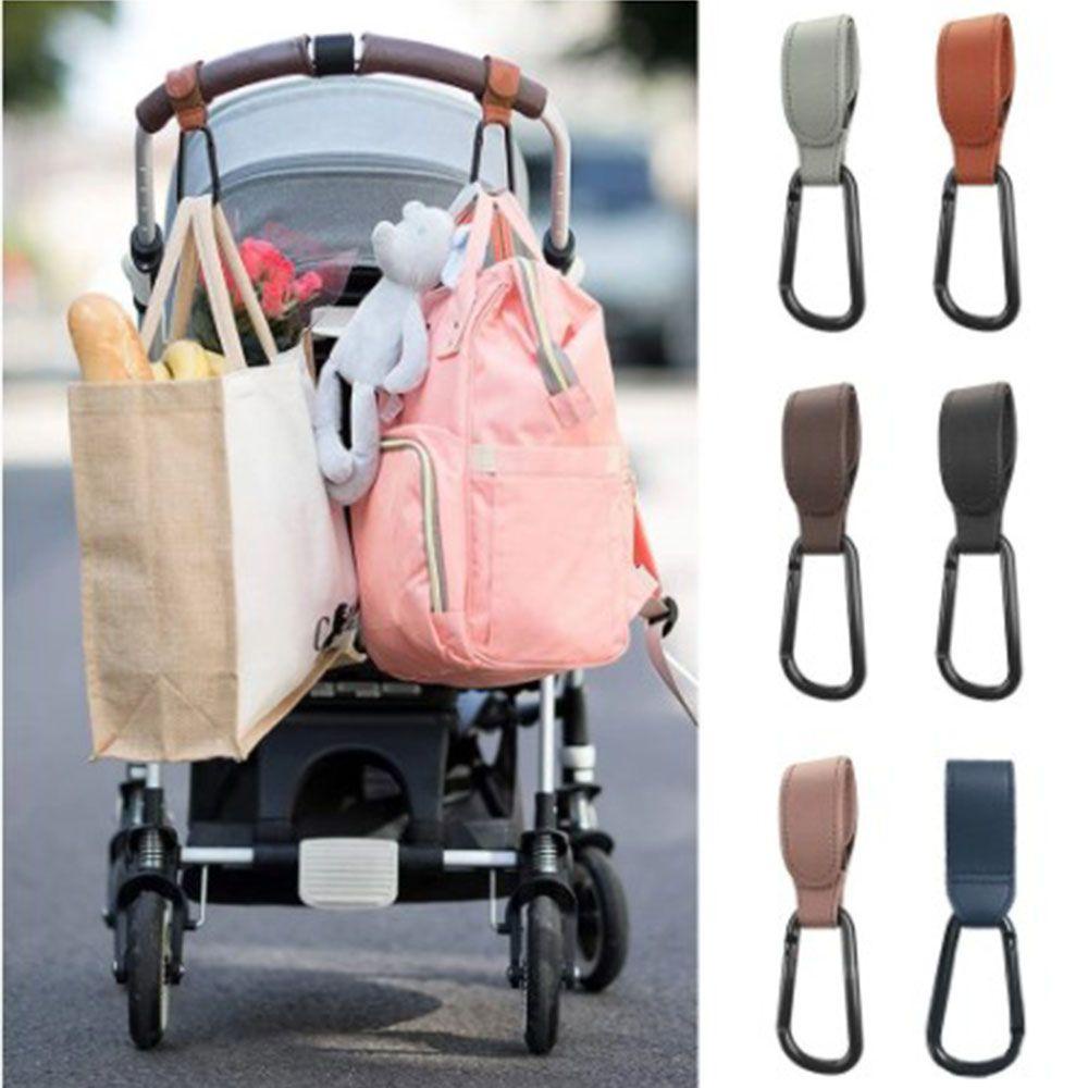 Móc Treo Túi Xách Gắn Xe Đẩy Em Bé Bằng Da PU + Hợp Kim Nhôm Xoay 360 Độ Tiện Dụng
