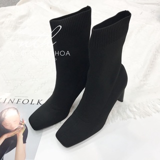 (hình thật) boot lửng chất len gót dẹt siêu hot