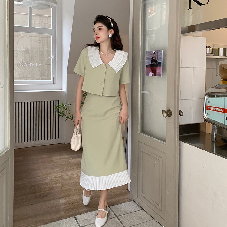 Set đồ COZOKC gồm áo thun tay ngắn và chân váy ôm dáng dễ phối đồ hợp thời trang
