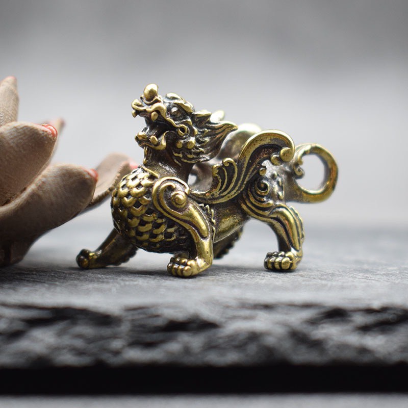 Tượng đồng mini phong thủy tỳ hưu tượng đồng kỳ lân vật phẩm phong thủy