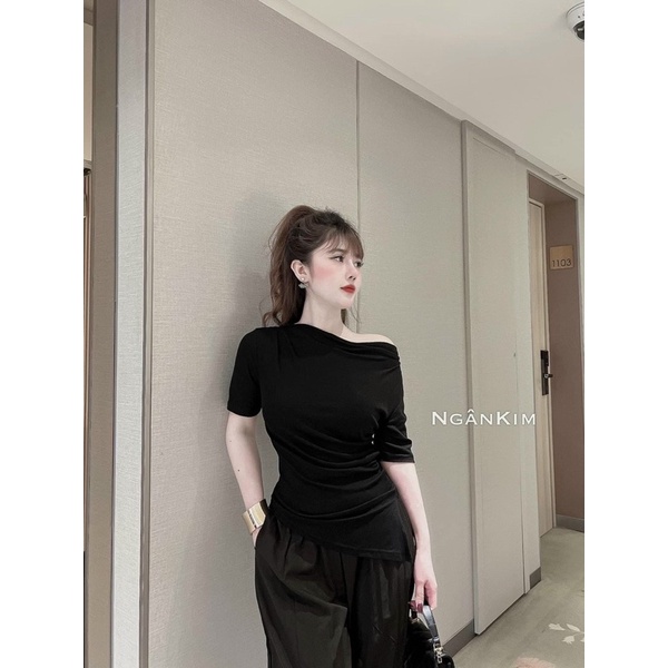 ÁO TRỄ VAI NHÚM VẠT NHỌN CHẤT ĐẸP MS10781