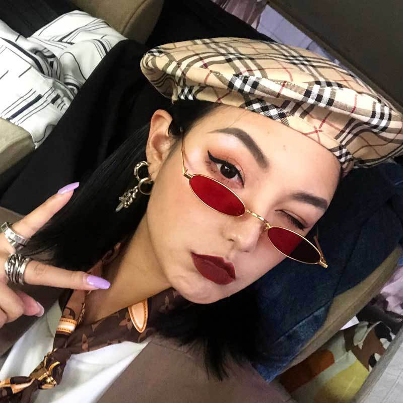 Kính mát gọng kim loại hình oval nhỏ phong cách hip hop cổ điển 2021 cho nam