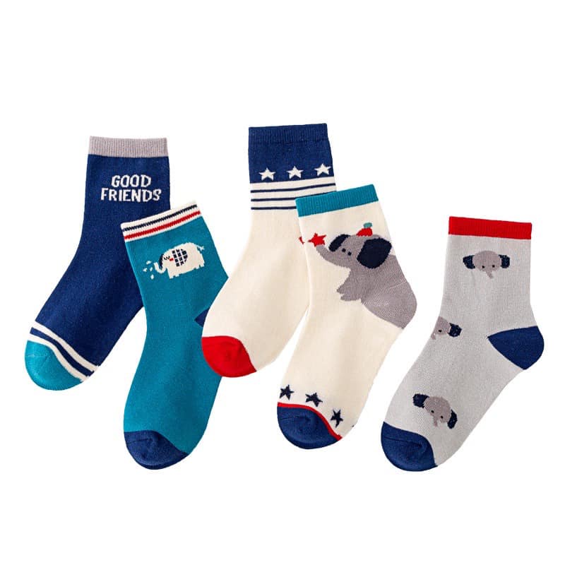 SET 5 ĐÔI TẤT CỔ CAO DÀY DẶN TN IN HÌNH THÚ DỄ THƯƠNG CHO BÉ