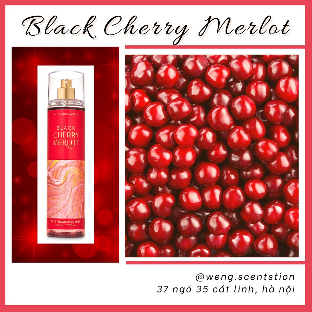 Xịt thơm toàn thân bodymist Bath & Body Works mùi Black Cherry Merlot | Thế Giới Skin Care