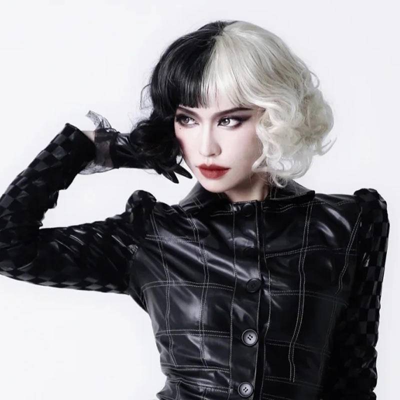 Bộ Tóc Giả Hóa Trang Phù Thủy Màu Trắng Đen Cho Nữ