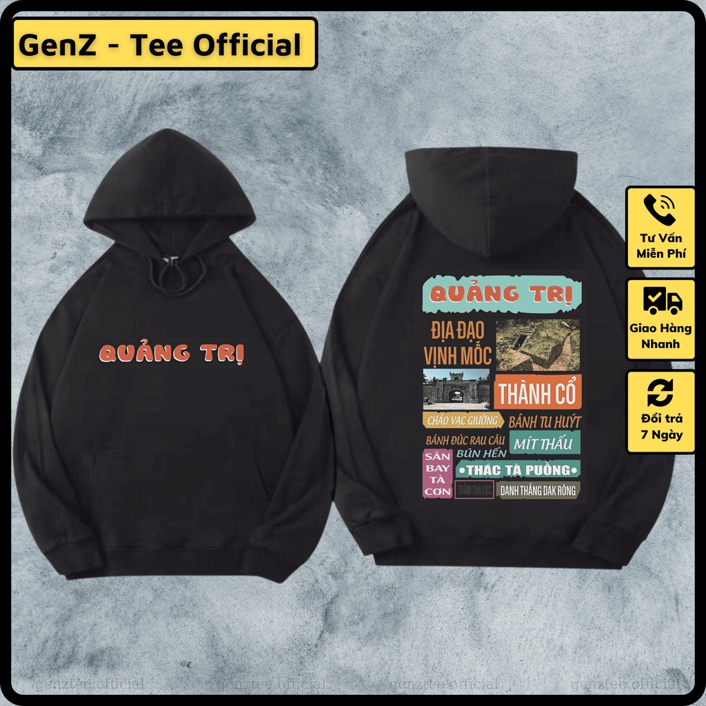 Áo Hoodie Nỉ Local Brand Tỉnh Quảng Trị, Áo Hoodie 63 Tỉnh Thành Có Mũ Dày Dặn Nam Nữ Đủ Size