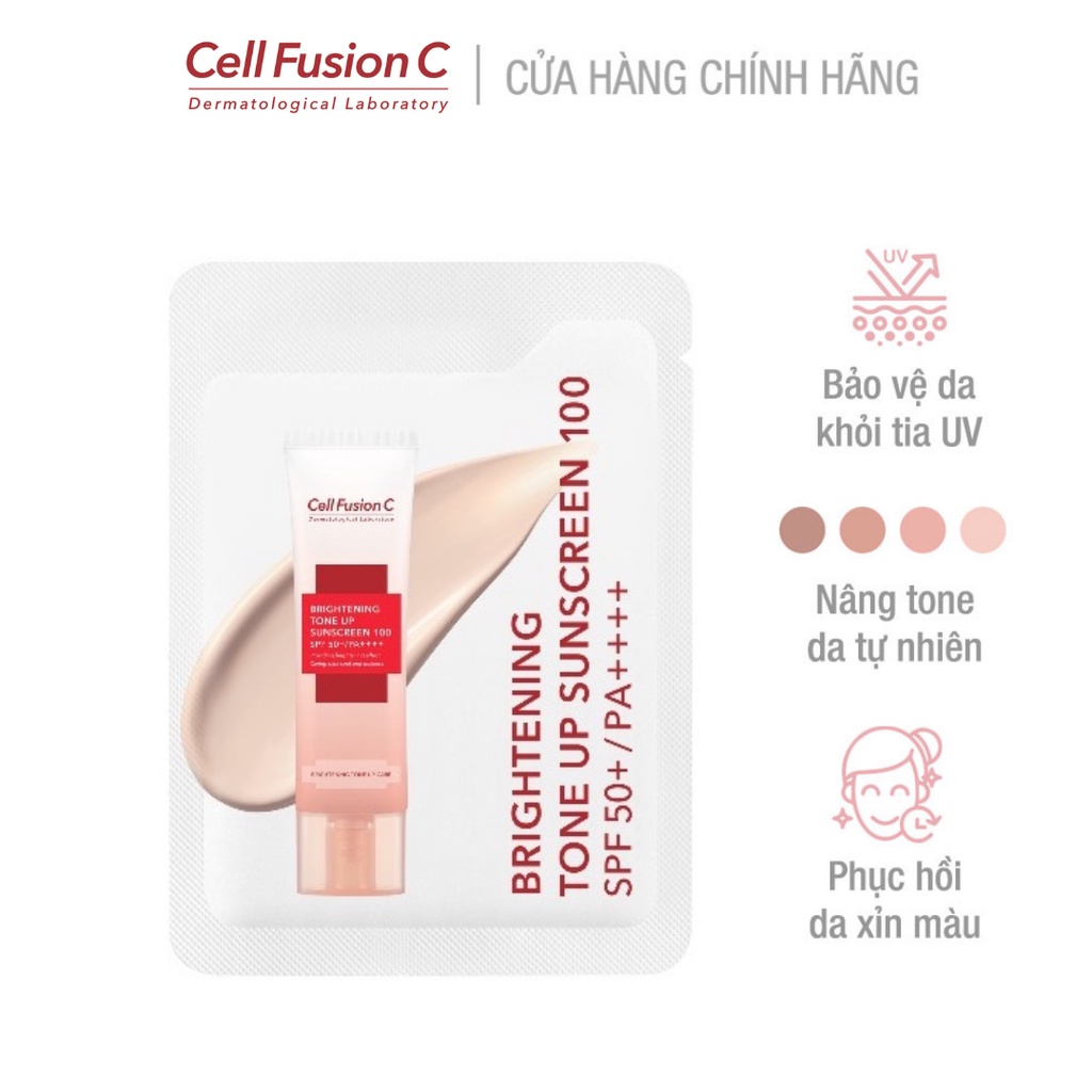 [GÓI DÙNG THỬ 1.2ML] Kem Chống Nắng Nâng Tông & Dưỡng Trắng Cell Fusion C Brightening Tone Up Sunscreen 100 SPF50+/PA+++