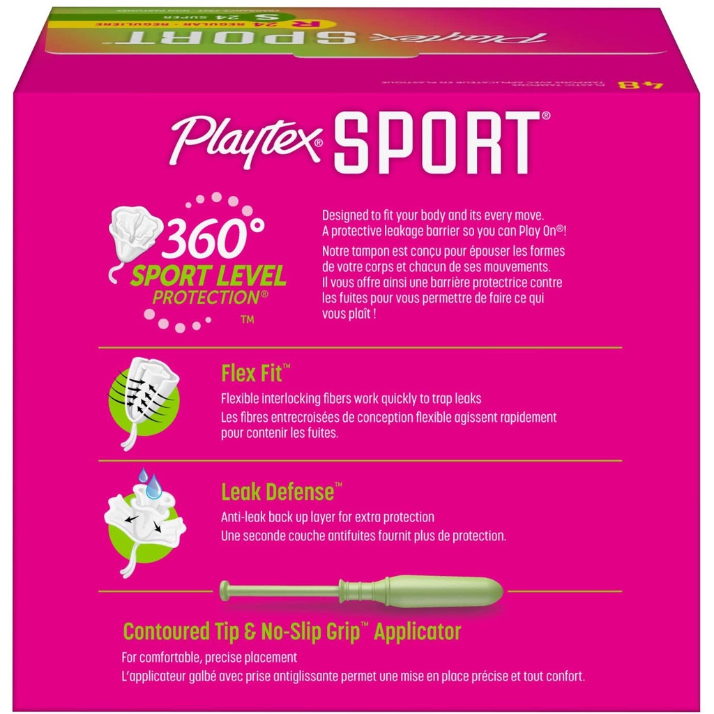 Tampons siêu thấm Playtex sport hộp 48 miếng gồm 24 Regular và 24 Super