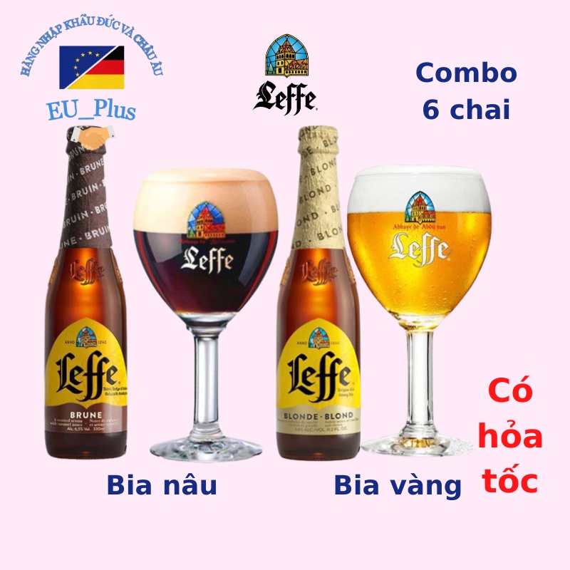 Bia Leffe nâu Brune/ Bia lefe vàng Blond 6,6% Bỉ  – 24 lon 500ml