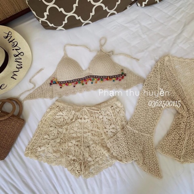 Set bikini len móc be