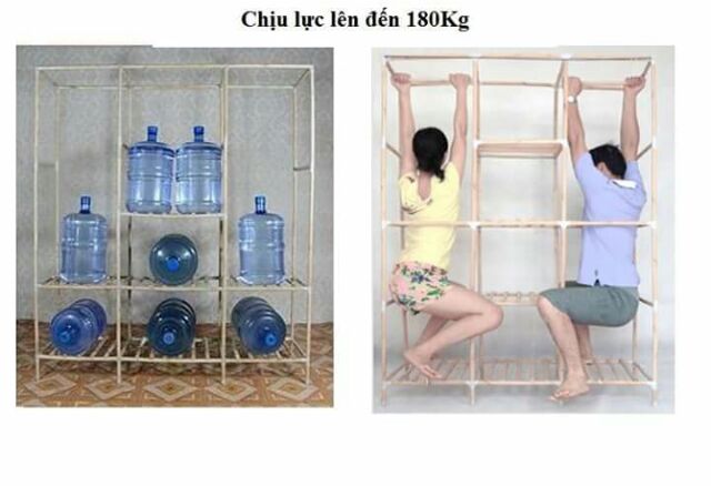 TỦ vải 3 buồng 8 ngăn khung gỗ.