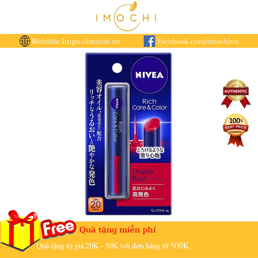 Son Dưỡng Nivea Rich &amp; Care Sheer Red Nhật Bản - Màu Đỏ Cam