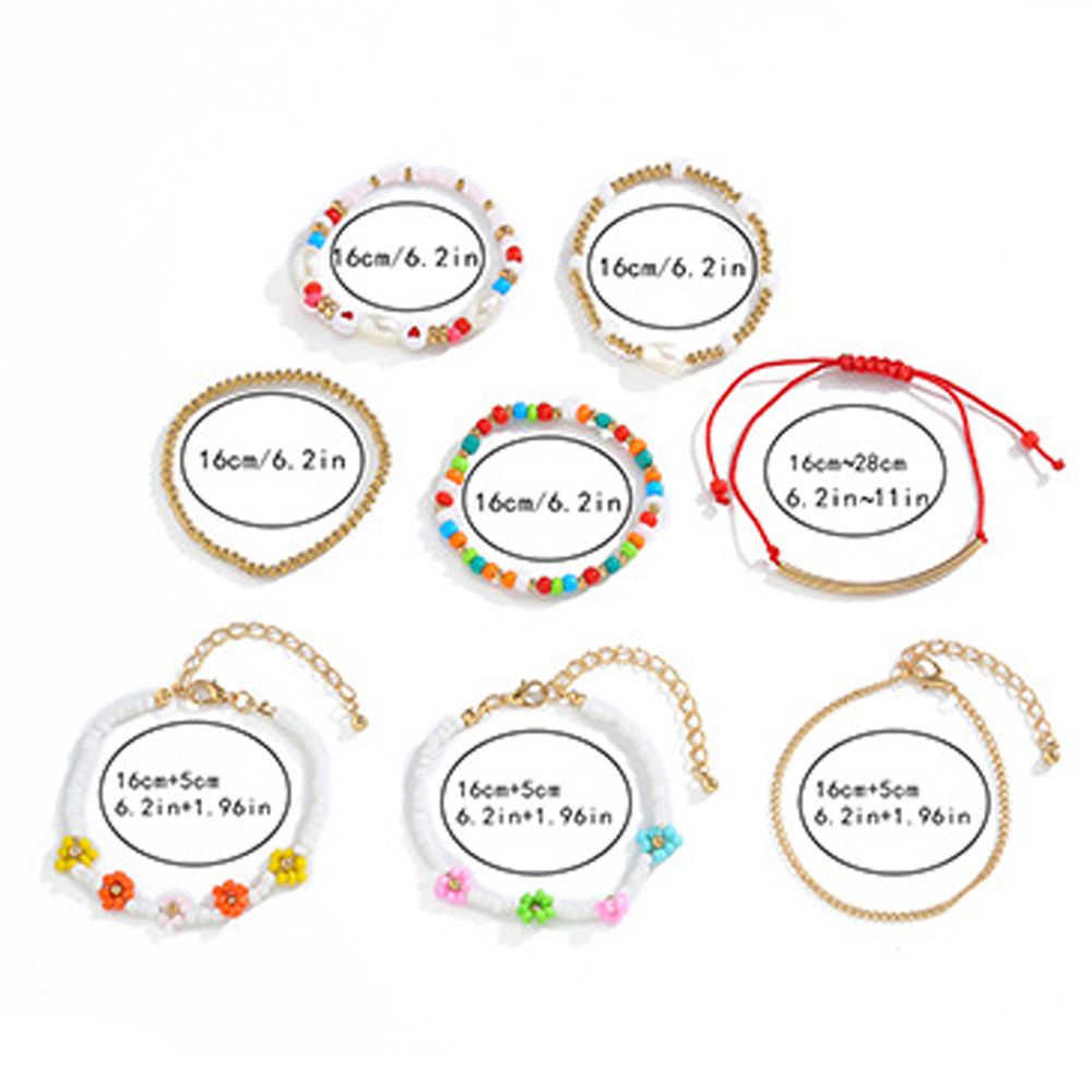 Set 8 Vòng Tay Nhiều Lớp Đính Hạt Nhựa Acrylic Phong Cách Bohemian Thời Trang