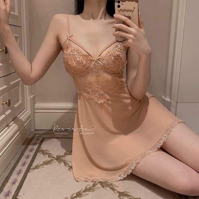 Váy Ngủ 2 Dây Voan Mềm Đầm Ngủ Voan Ren Sexy Xuyên Thấu