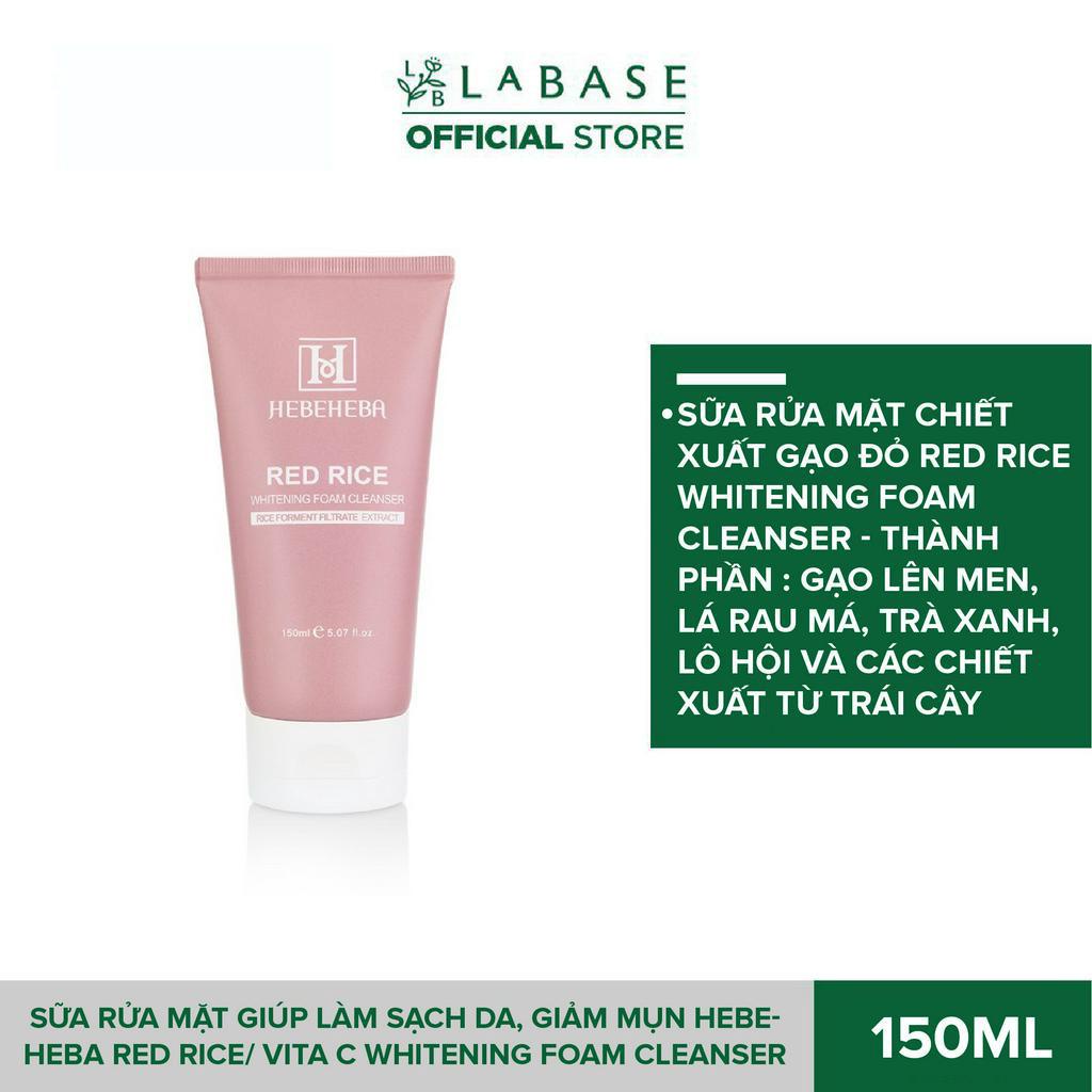 Sữa rửa mặt giúp làm sạch da, giảm mụn Hebeheba Red Rice/ Vita C Whitening Foam Cleanser Tuýp 150ml