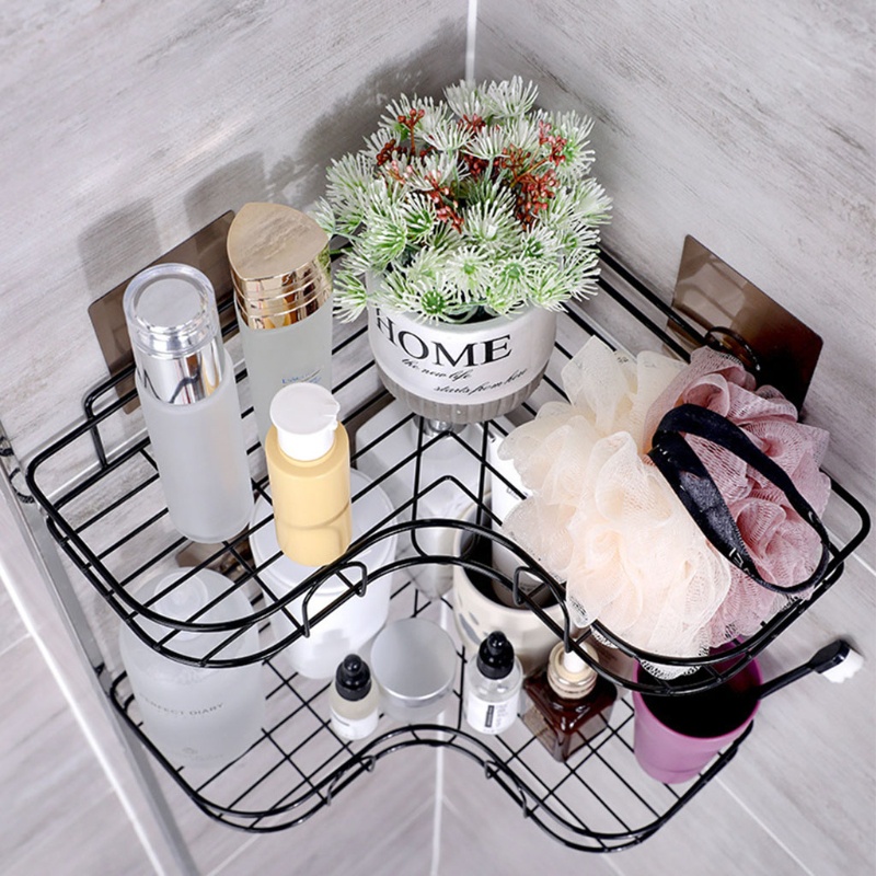 QQ Giá Đỡ Dầu Gội Gắn Góc Tường Không Cần Khoan Đa Năng Cho Phòng Tắm / Nhà Bếp