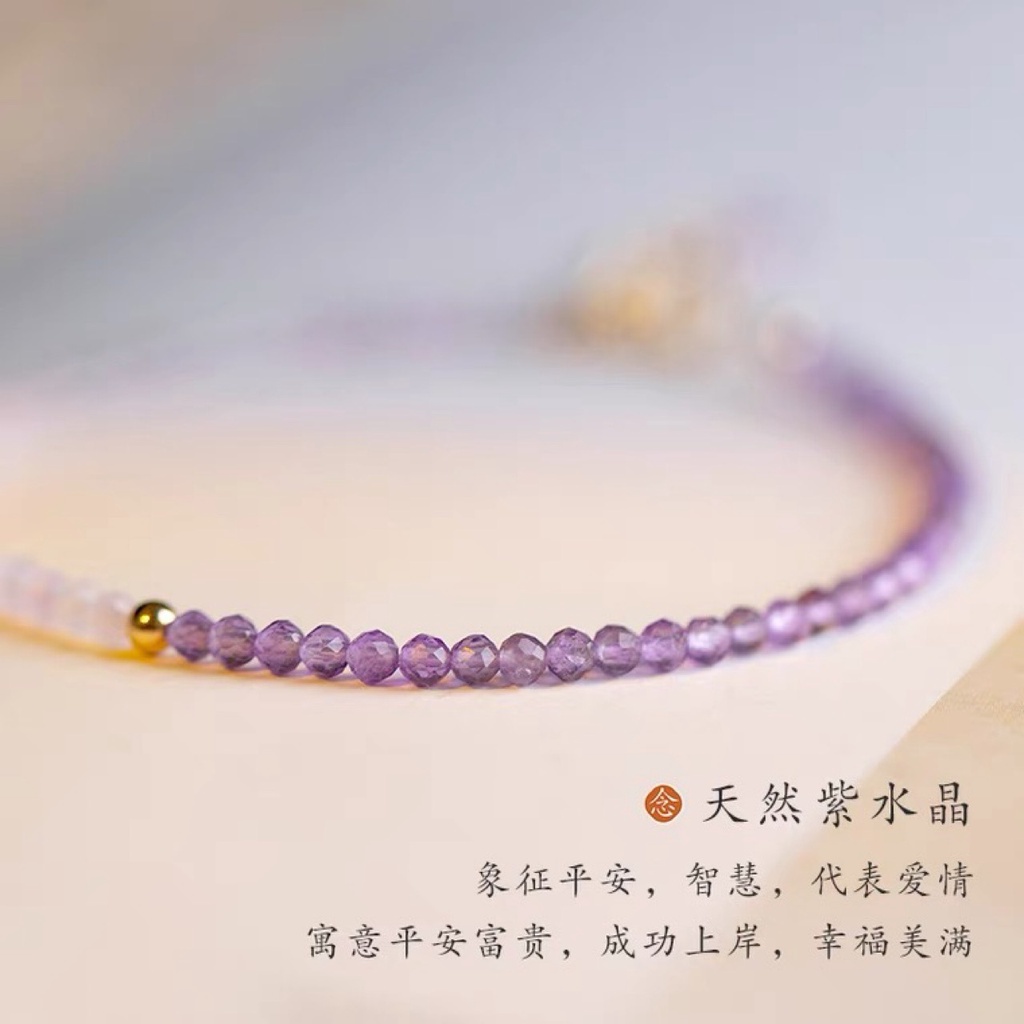 [Hàng Mới] Vòng Tay Hoa Oải Hương Đính Pha Lê Trắng Phong Cách Retro