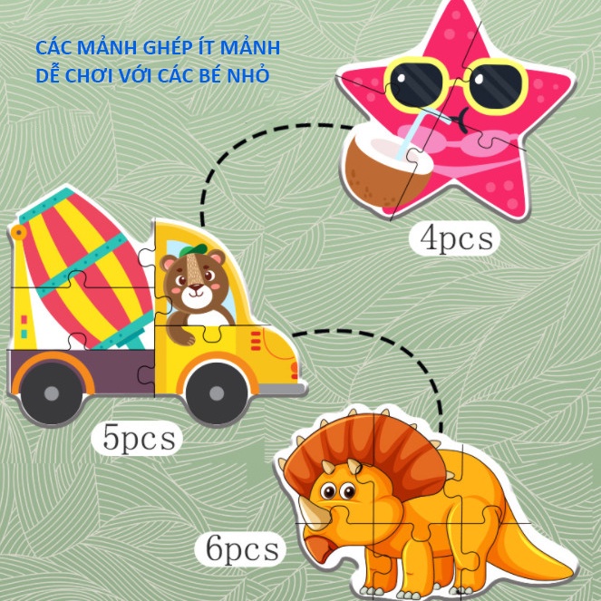 Đồ chơi ghép hình cho bé lắp ráp con vật và phương tiện giao thông Đồ chơi giáo dục Bapkids