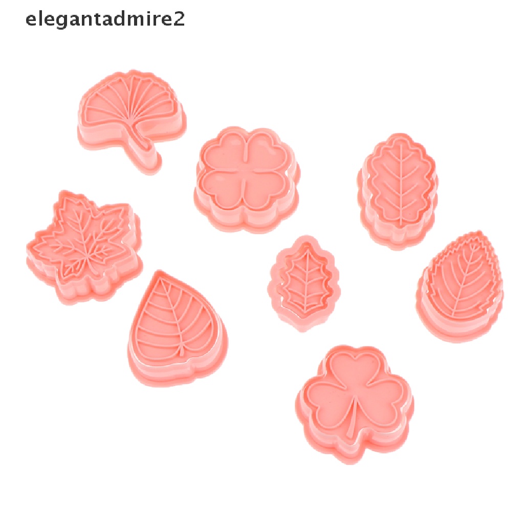 [gant] 8Pcs/set Plant Leaves Cookie Cutter Biscuit Mold 3D Press Stamp Leaf Cake Mould .
