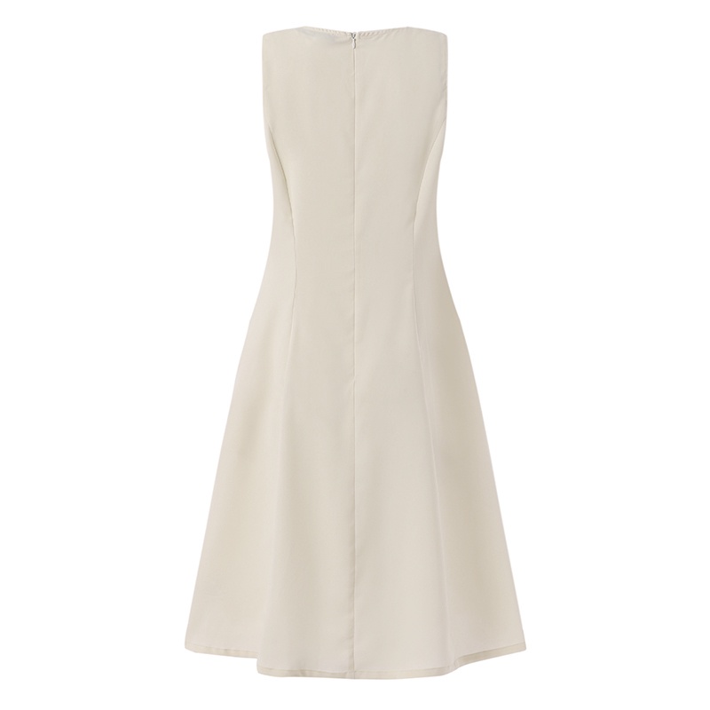 Đầm ZANZEA không tay màu trơn có túi và khóa kéo sau lưng thời trang vintage cho nữ