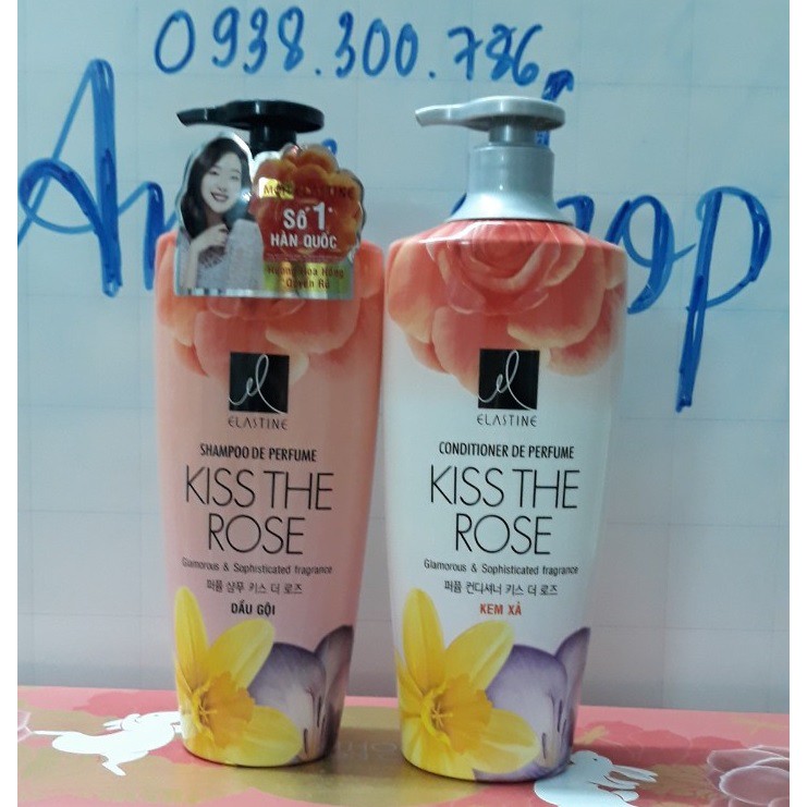Dầu gội nước hoa Elastine Kiss The Rose óng mượt chắc khoẻ 600ml