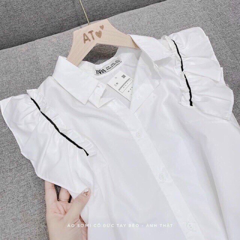 [Vải ko lộ áo trong] Áo sơ mi trăng tay bèo sơ mi cộc tay ngắn tay, | BigBuy360 - bigbuy360.vn