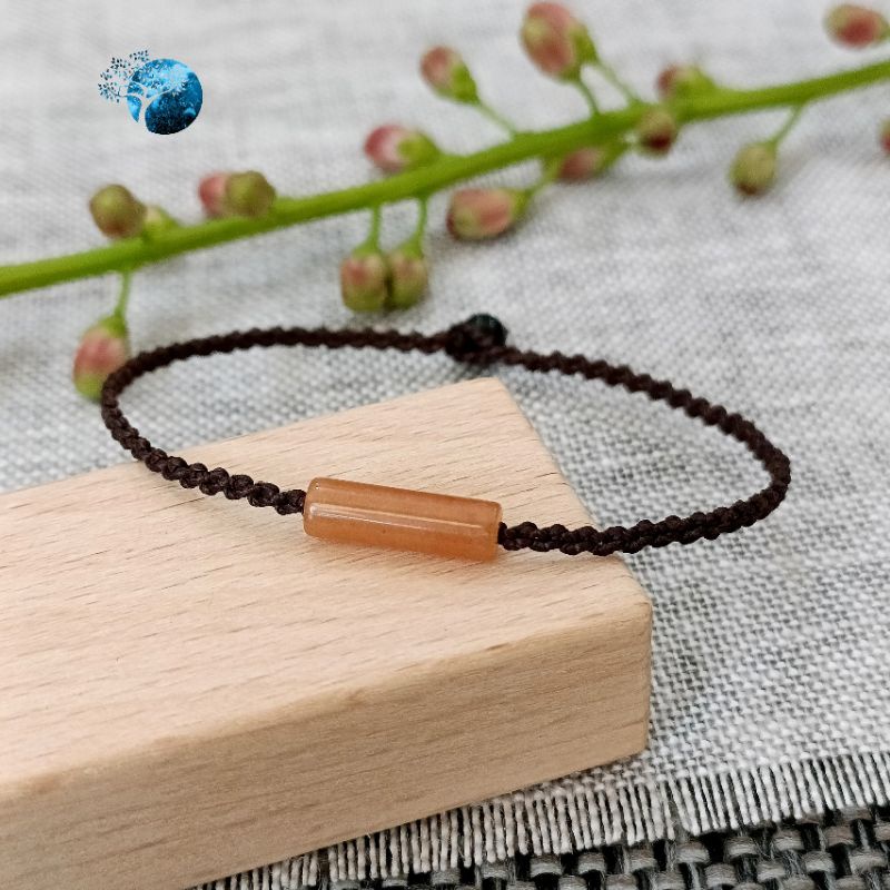 Vòng tay tết dây lu thống đá aventurine cam