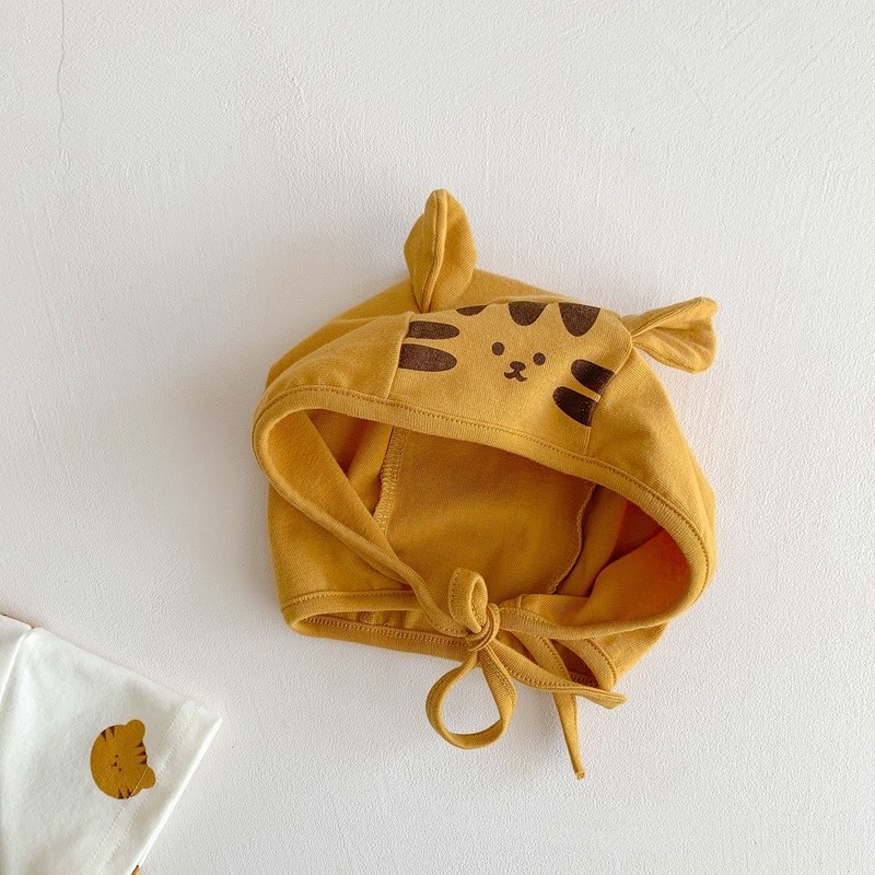 Bộ Áo Liền Quần Ngắn Tay Kèm Nón Vải Cotton Thời Trang Cho Bé Sơ Sinh