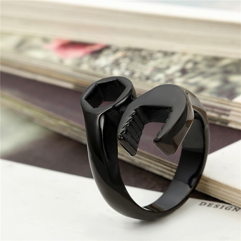 Nhẫn hình cờ lê cơ khí độc đáo cho nam size 7-14