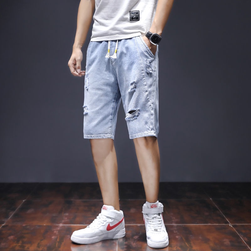 Quần Short Denim Rách Thời Trang Mùa Hè Dành Cho Nam