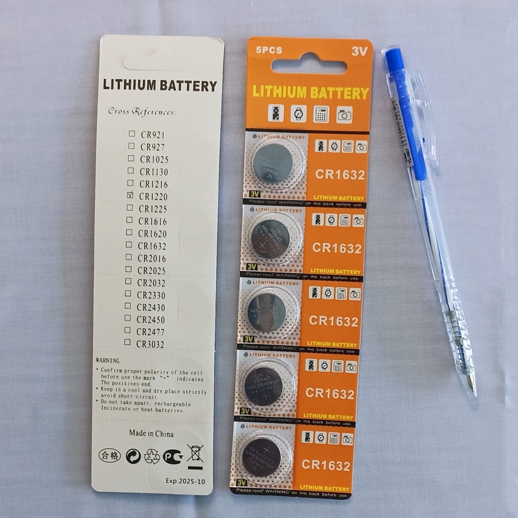 Combo 5 vỉ pin CR2032 / CR2025 / CR2016 / CR1632 / CR1616 / CR1620 / CR1220 dùng cho remote điều khiển, khóa điện tử