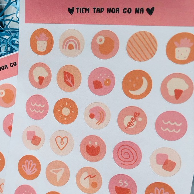 Bộ sticker/decal dán Coral Pink - hồng cam/ trang trí sổ,bullet journal,craft book/dán thiệp -tiemtaphoacona