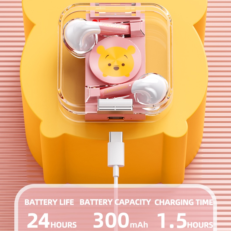 Tai nghe Bluetooth 5.3 không dây chống ồn có mic LK-21 phong cách thể thao Disney