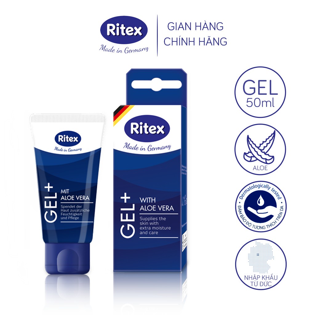 Gel bôi trơn Ritex Gel+ tinh chất lô hội - Tuýp 50ml RGG001