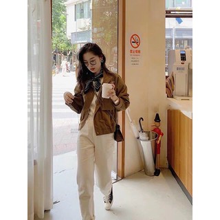 Áo Khoác Bomber Jackets Nữ Dáng Croptop Chất Kaki Tay Dài_Cá Tính_Cực Ngầu Cỏ-Boutique