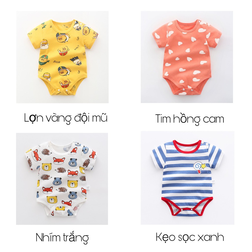 Bodysuit, Body Chip Cộc Tay Quảng Châu B03 Chất Đẹp Nhiều Mẫu Đáng Yêu Cho Bé