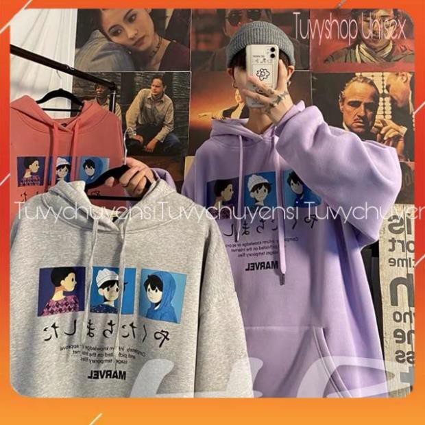 Áo hoodie nam nữ TUVY nỉ mũ 2 lớp Áo hoodie 3 ô vuông chú bé TH6