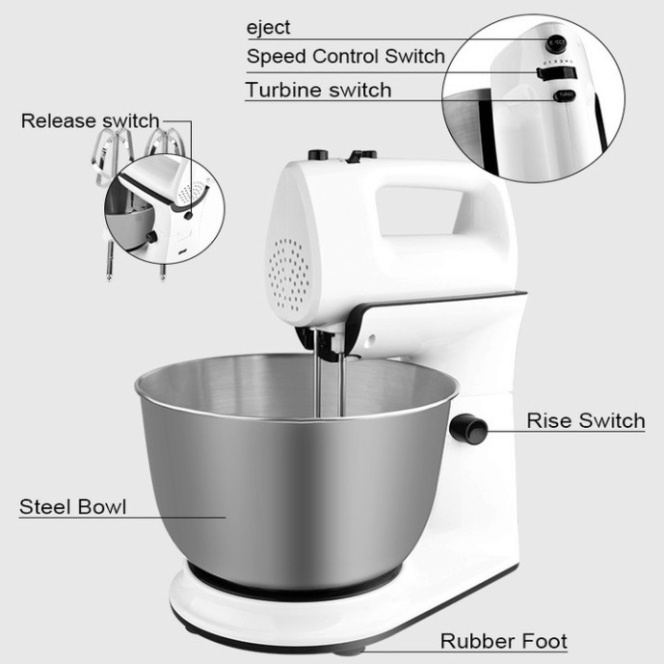 Máy trộn bột, đánh trứng cao cấp thương hiệu DSP KM3015 Công suất: 300W - HÀNG CHÍNH HÃNG