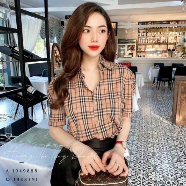 Áo Sơ Mi Kẻ Tay Cộc , Áo Sơ Mi Đi Học Đi Làm Trẻ Trung B80
