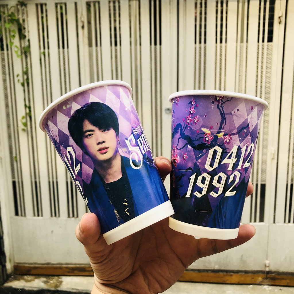 15 Ly giấy PAPER CUP 16oz 480ml Seokjin JIN BTS và Taehyung V BTS dùng để trang trí sự kiện/ Collect